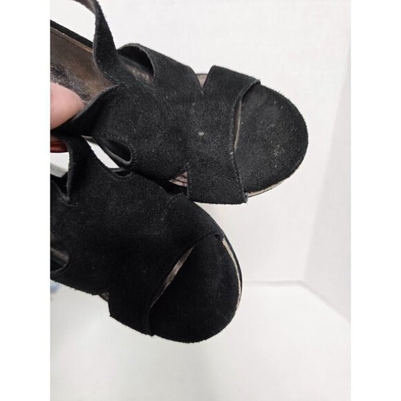 Black and Gray Python Snakeskin Faux Suede Wedge Platform Sandal 7 - Picture 15 of 15